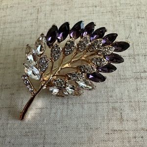 Leaf Purple Brooch Rhinestone Clothing Coat Brooch Accessories Elegant P…